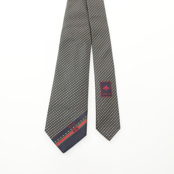 Gucci Silk Tie Animalier Bee Multicolor Green - Picture 1 of 6